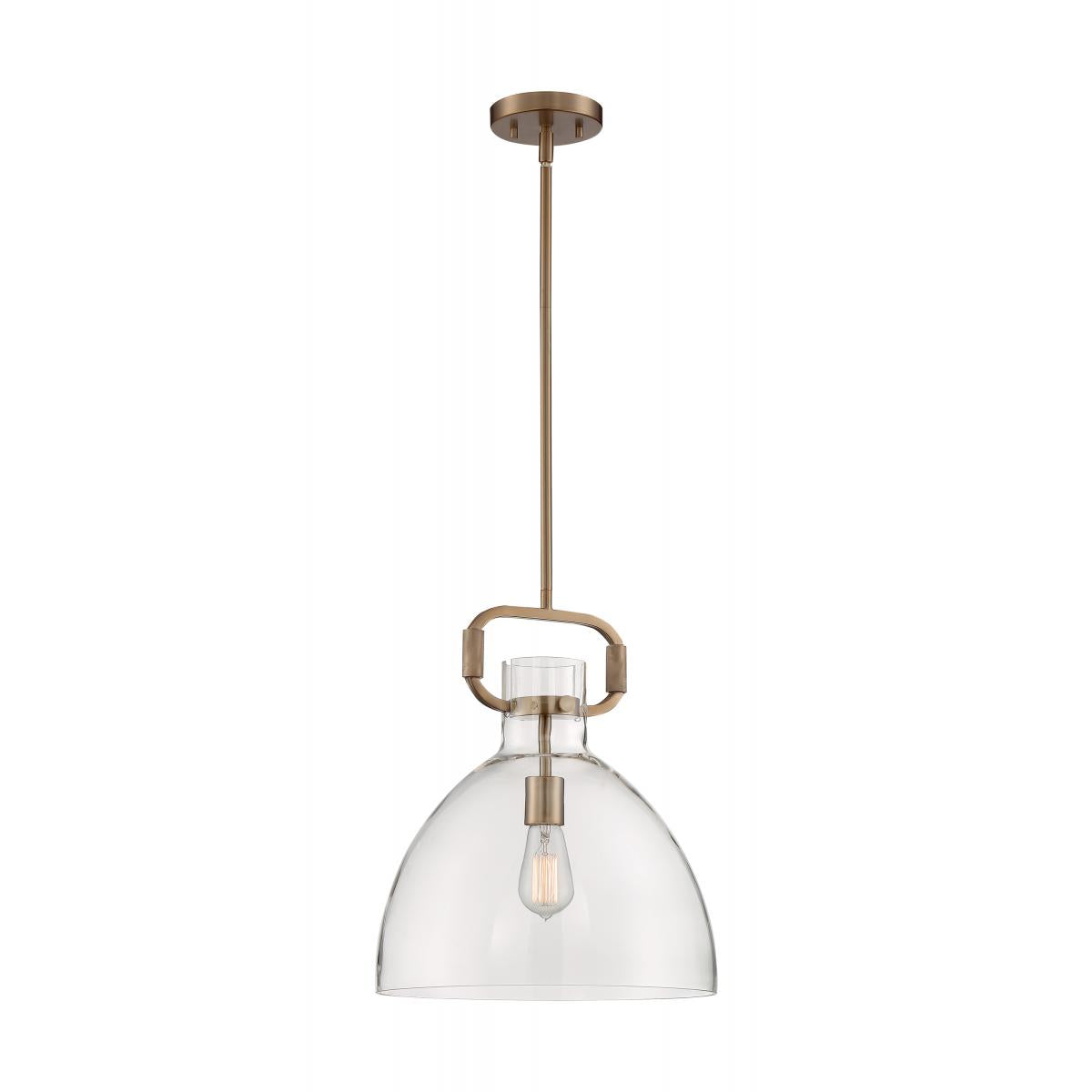 Teresa 1 LT Bell Pendant - Clear Glass with Burnished Brass Finish