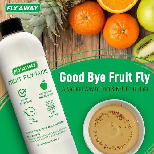 Fly Away Fruit Fly Liquid Lure - Fast & Safe Fruit Fly Trap for Kitchens, Restaurants, and Bars (12 oz)