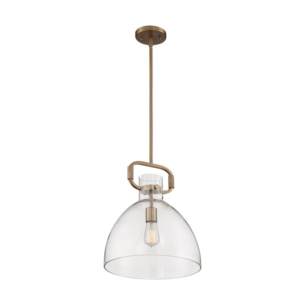 Teresa 1 LT Bell Pendant - Clear Glass with Burnished Brass Finish