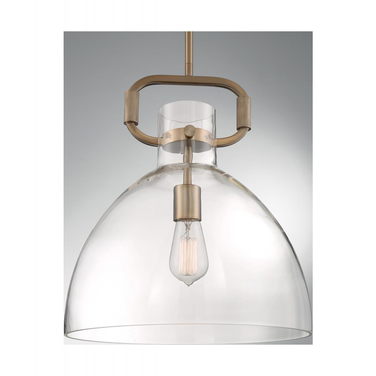 Teresa 1 LT Bell Pendant - Clear Glass with Burnished Brass Finish