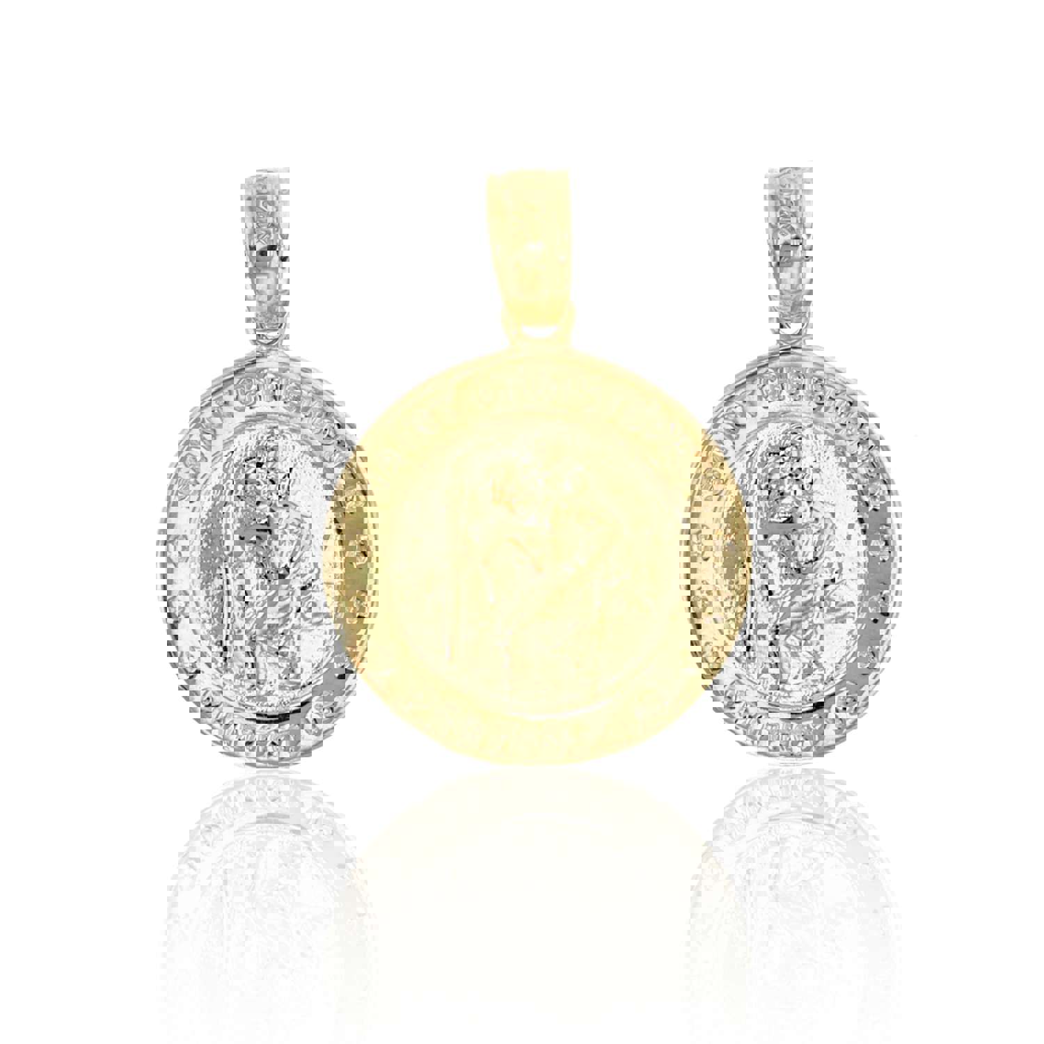 14K Yellow Gold Polished Saint Christopher Medal Charm Pendant