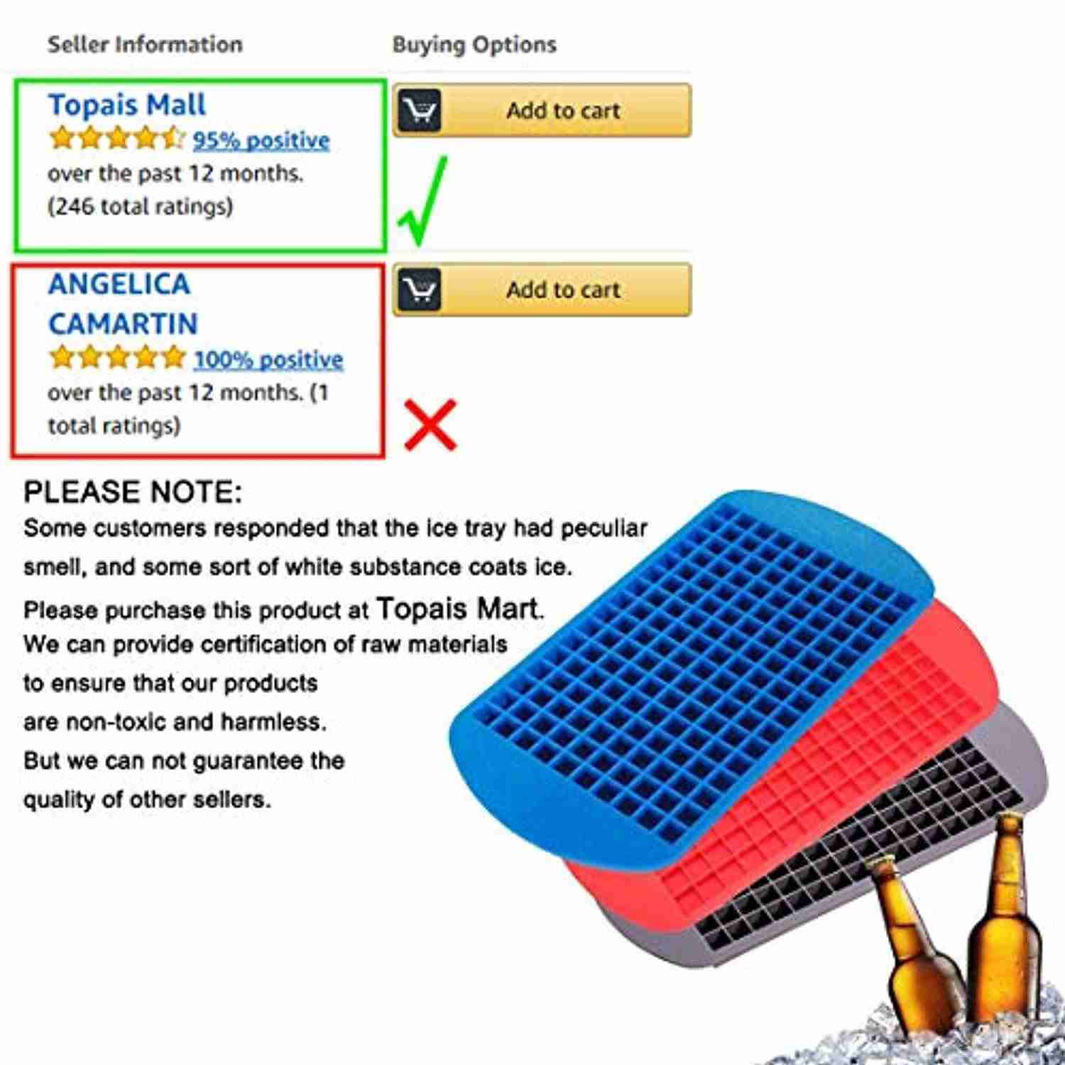 Heofean 3 Pcs FDA Approved Food Grade Silicone Ice Cube Trays with 160 Grids for Kitchen, Bar, and Party