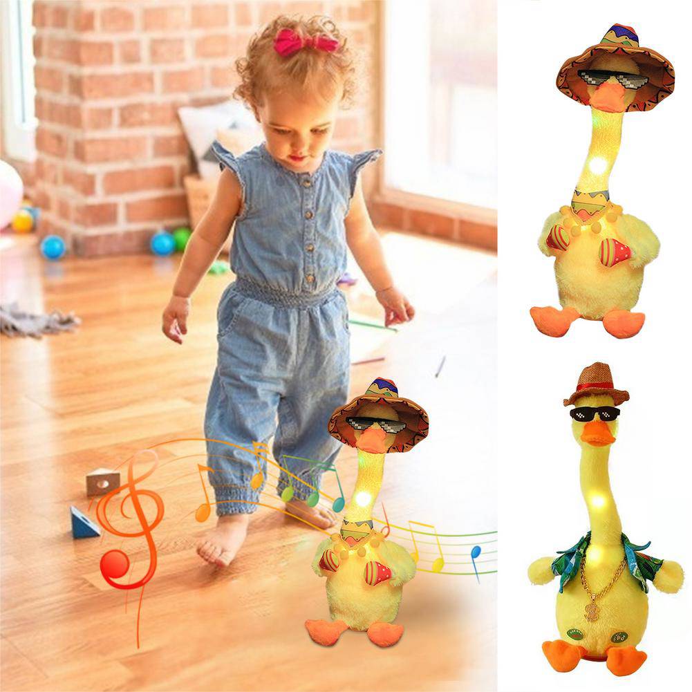 Funny Dancing and Singing Duck Plush Toy with Glow and Recording Feature