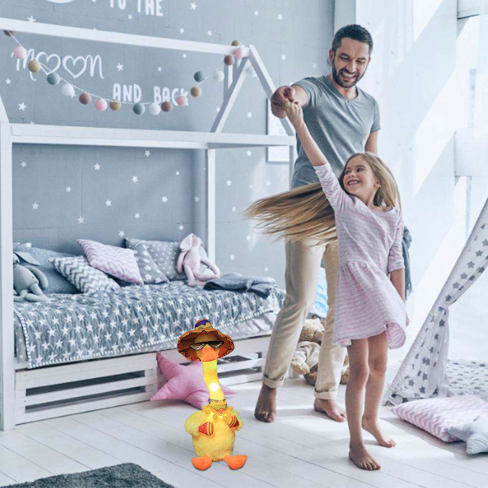 Funny Dancing and Singing Duck Plush Toy with Glow and Recording Feature