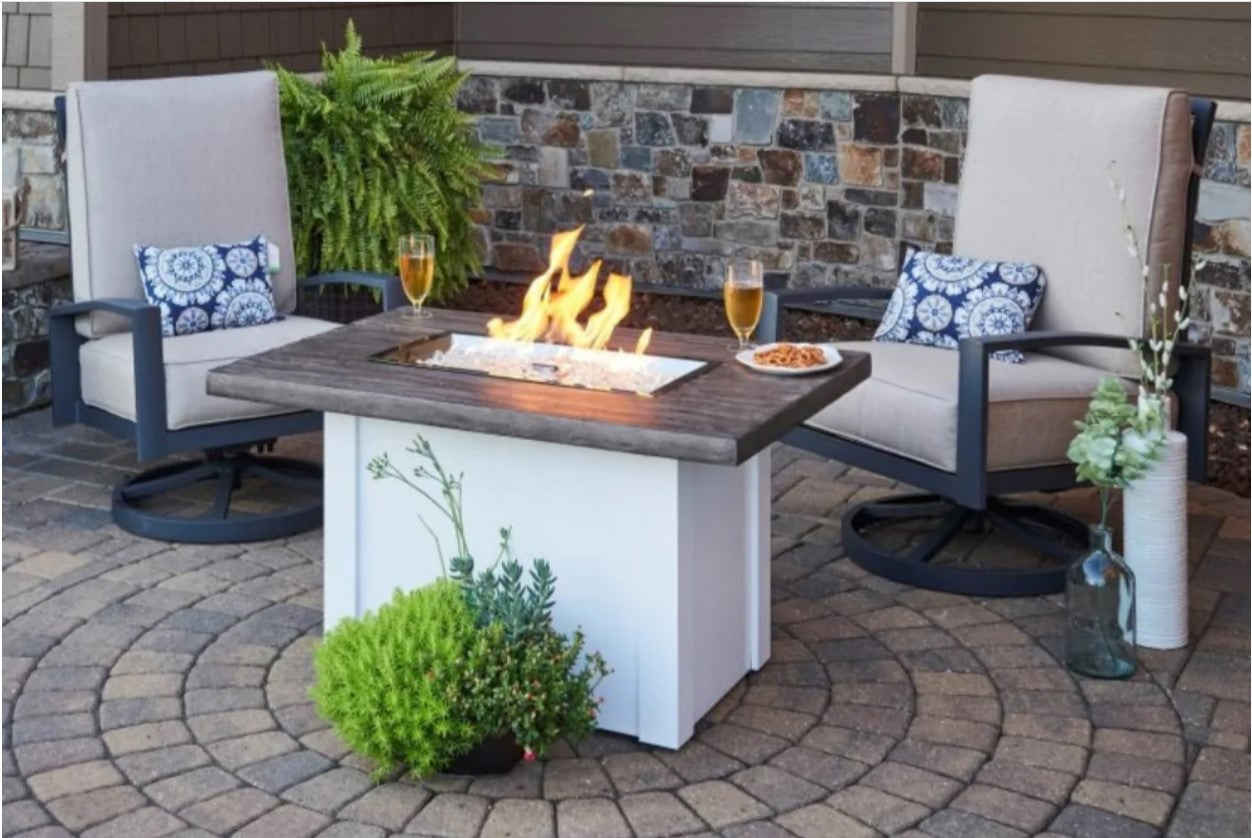 The Outdoor GreatRoom Company Havenwood 44-Inch Rectangular Propane Gas Fire Pit Table