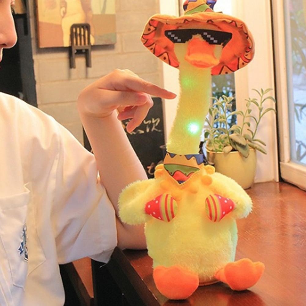 Funny Dancing and Singing Duck Plush Toy with Glow and Recording Feature