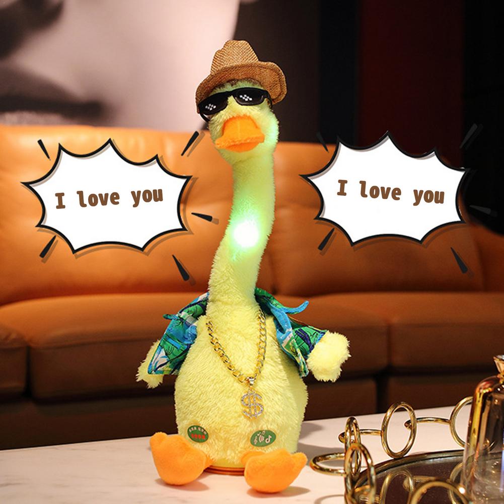 Funny Dancing and Singing Duck Plush Toy with Glow and Recording Feature