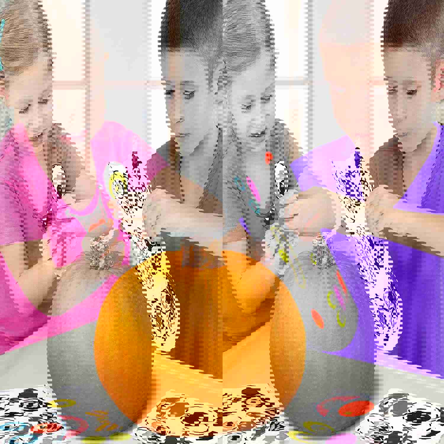 Halloween Pumpkin Decorating Stickers - 12 Large Sheets - Jack-o-Lantern Decoration Kit