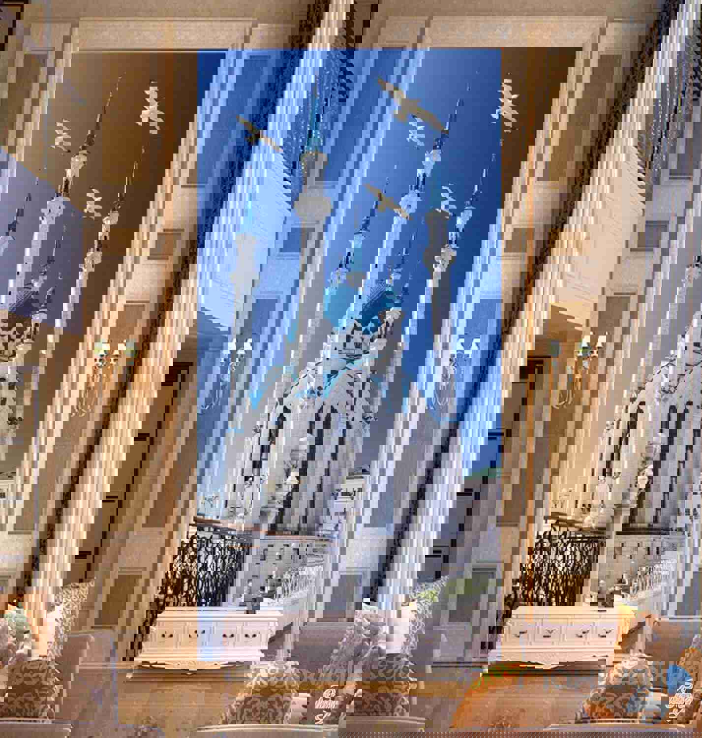 3D White Building Blue Sky Corridor Entrance Wall Mural Decals Art Print Wallpaper 074