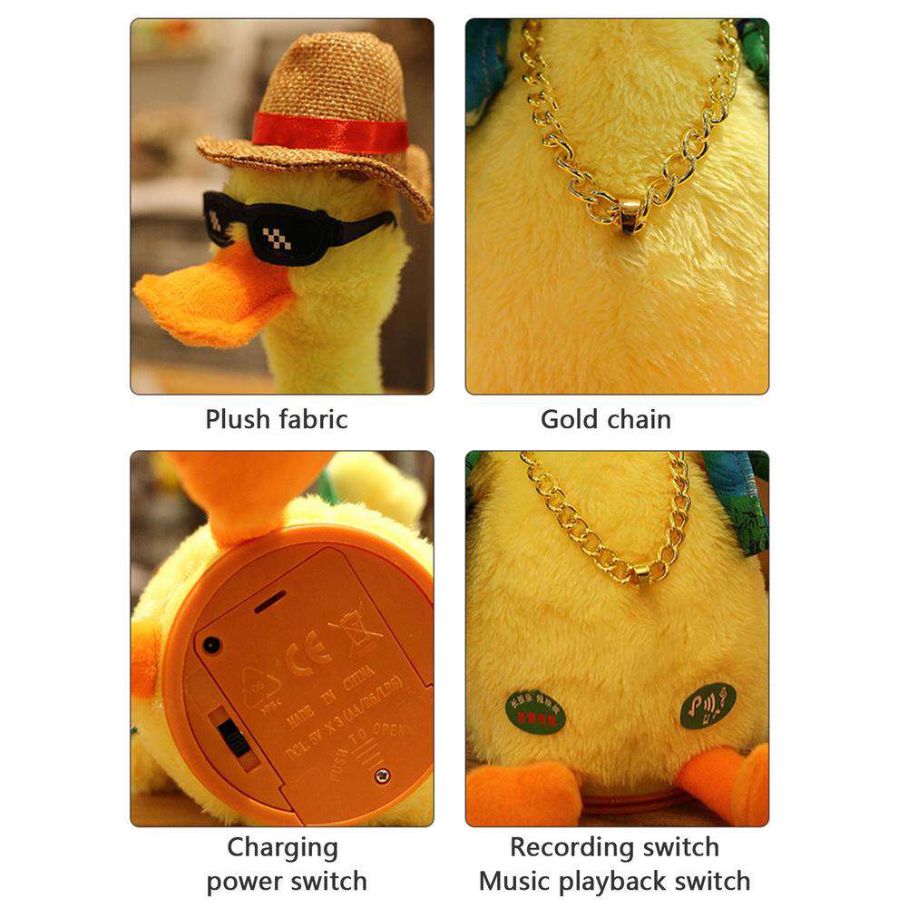Funny Dancing and Singing Duck Plush Toy with Glow and Recording Feature