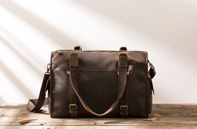 Cool Vintage Leather Men's Weekender Travel Shoulder Bag