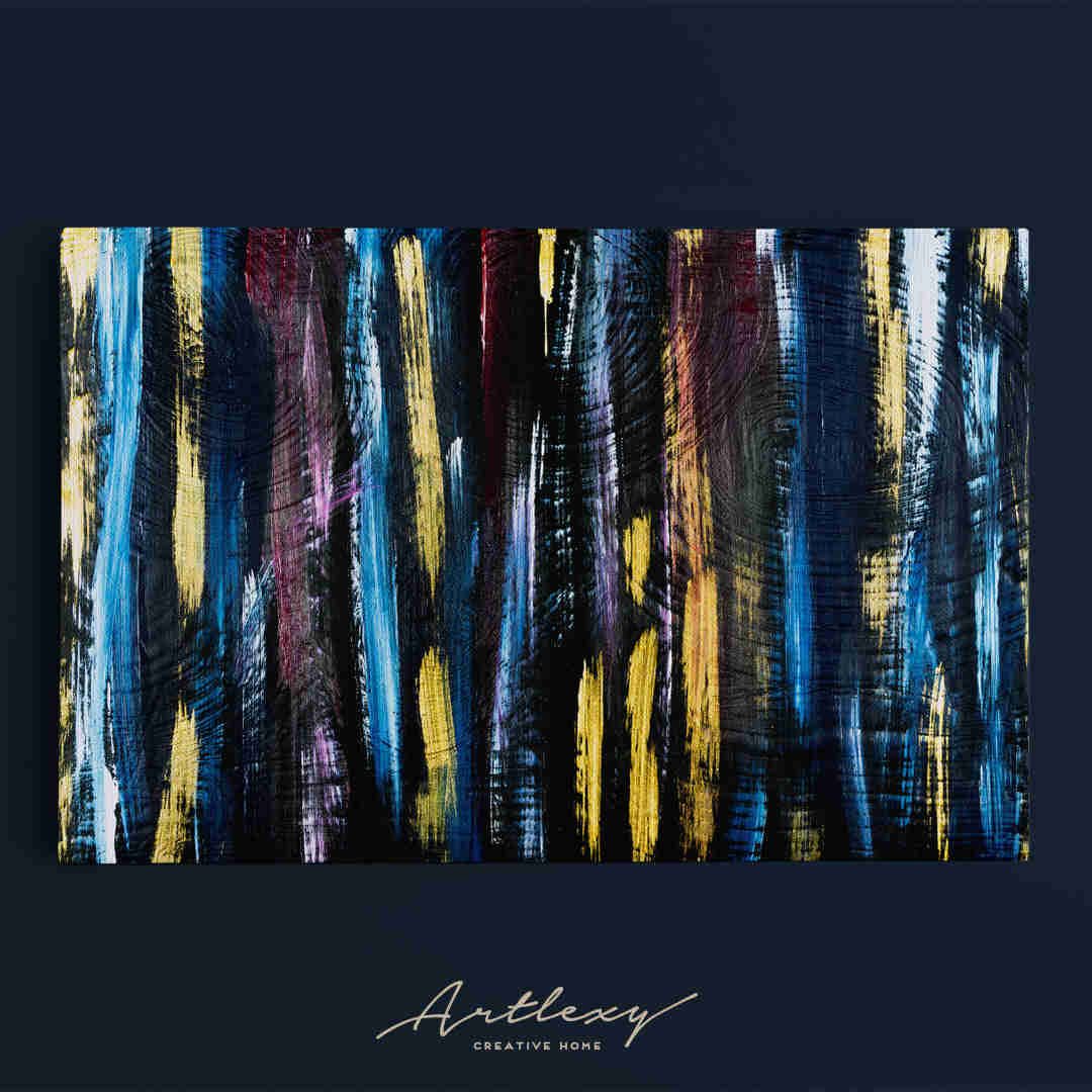 Abstract Contemporary Art Bright Stripes and Brush Strokes Canvas Print