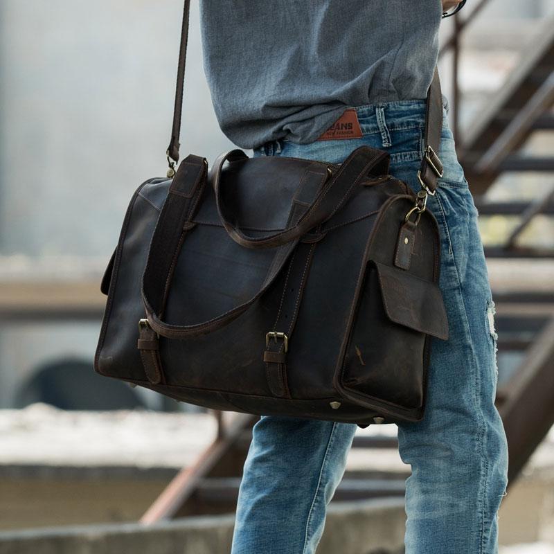 Cool Vintage Leather Men's Weekender Travel Shoulder Bag
