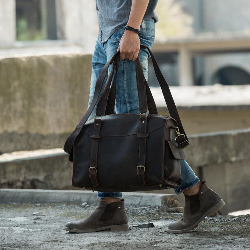Cool Vintage Leather Men's Weekender Travel Shoulder Bag
