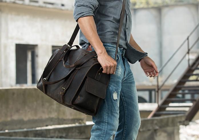 Cool Vintage Leather Men's Weekender Travel Shoulder Bag
