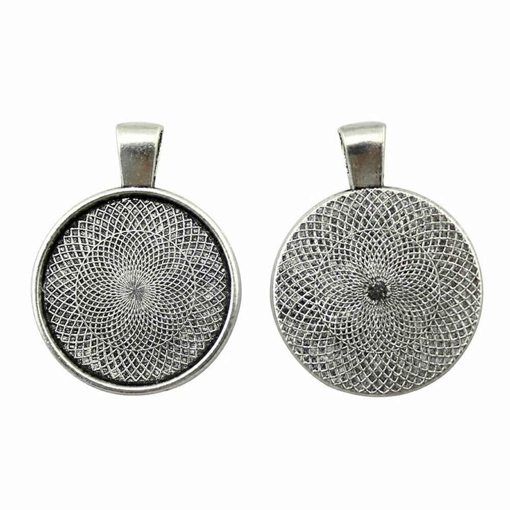 4pcs 5 Colors 25mm Round Glass Cabochon Cameo Base Setting Pendant for Necklace Making