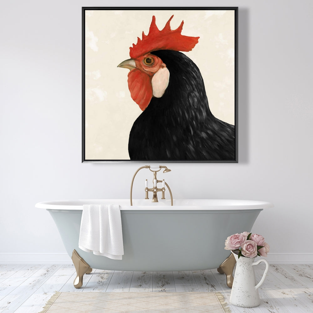 Beautiful Black Hen Fine Art Gallery Wrapped Canvas 36x36