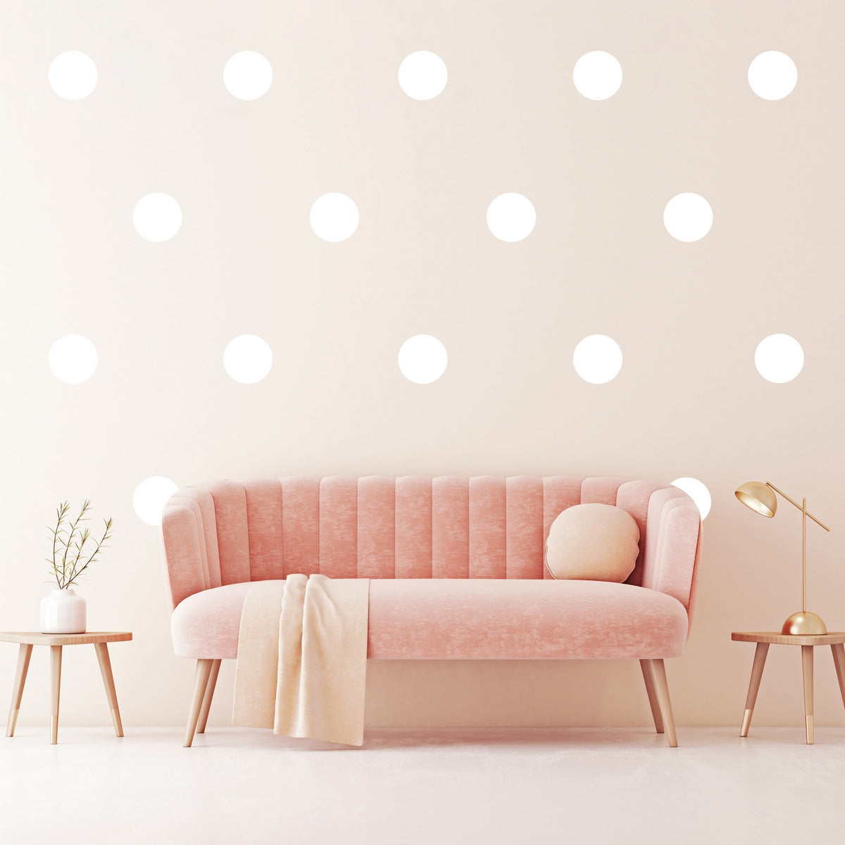 White Polka Dots 3 Wall Decals - Set of 42 Vinyl Stickers for Home Decor