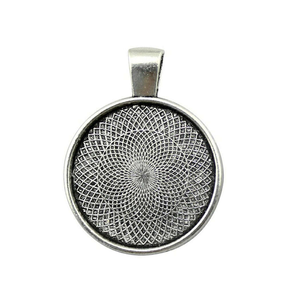 4pcs 5 Colors 25mm Round Glass Cabochon Cameo Base Setting Pendant for Necklace Making