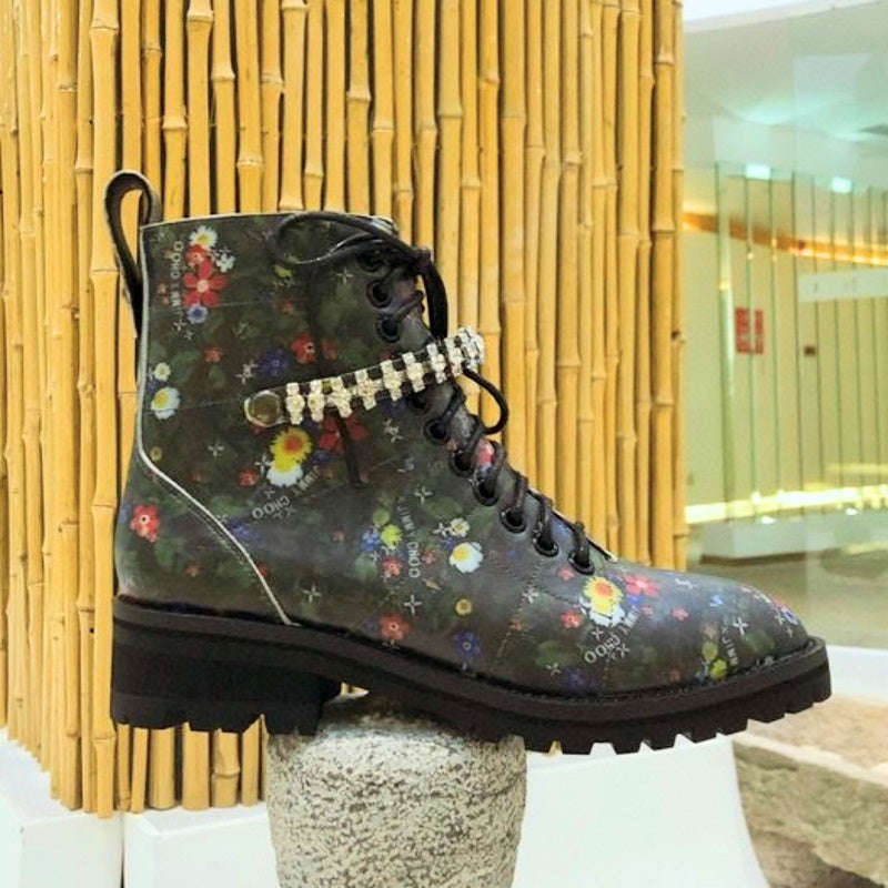 Chu Boots Black Flowers - Stylish and Elegant Footwear