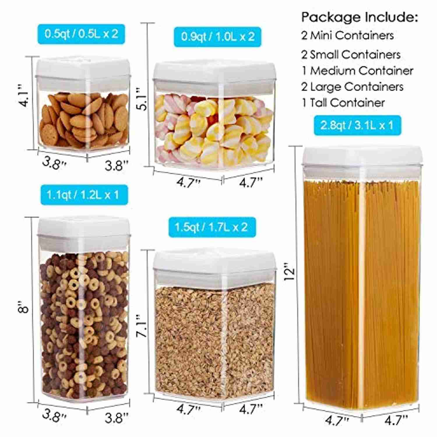 Vtopmart 8-Piece Airtight BPA-Free Plastic Food Storage Containers with Easy Lock Lids