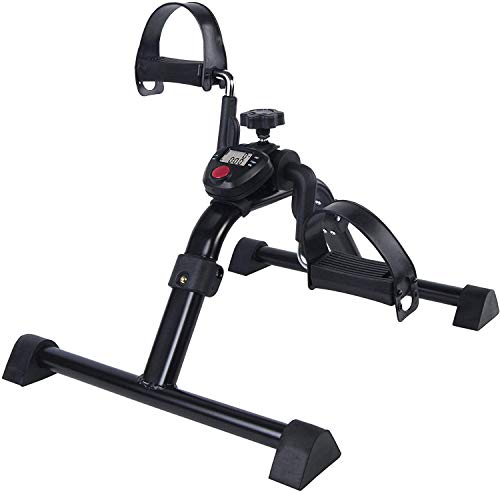 Vaunn Medical Folding Pedal Exerciser with Electronic Display for Legs and Arms Workout