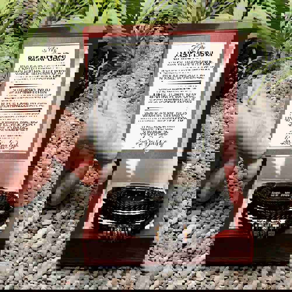 Husband Gift From Wife - Braided Leather Bracelet for Men - Thoughtful Present for Christmas or Birthday