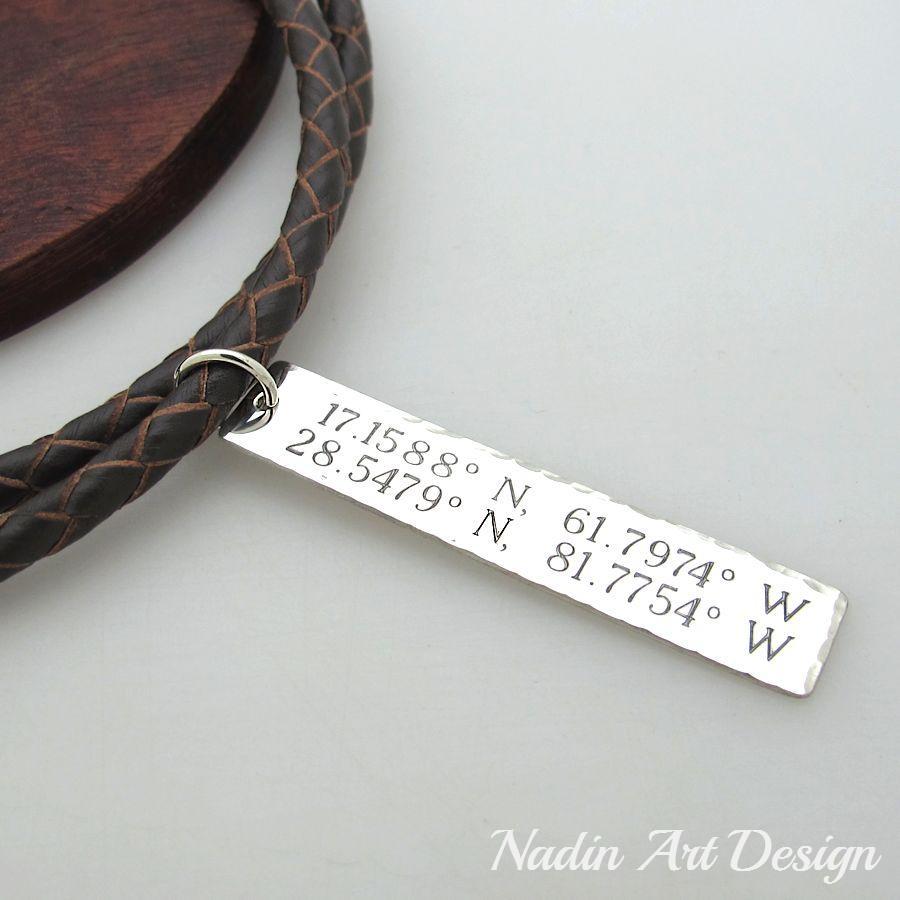 Coordinate Necklace - Personalized GPS Coordinates Gift for Boyfriend