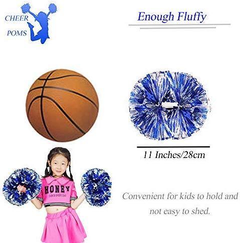 4Pcs Metallic Cheerleading Pom Poms for Kids - Green & Silver, Cheerleader Accessories for Sports Games