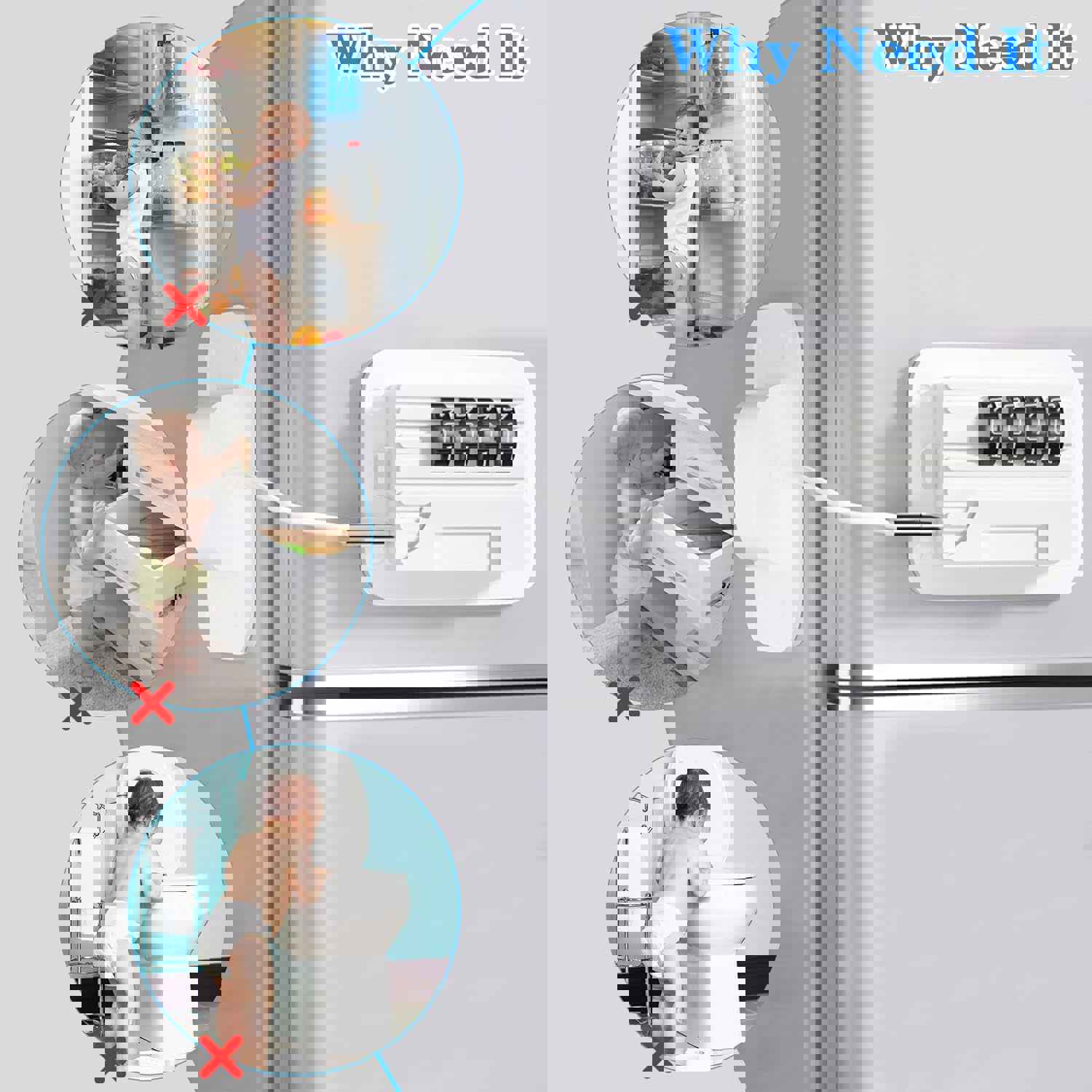 Refrigerator Fridge Freezer Door Lock with Password - Child Proof Safety Lock (White)
