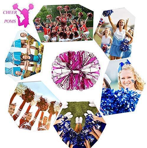 4Pcs Metallic Cheerleading Pom Poms for Kids - Green & Silver, Cheerleader Accessories for Sports Games