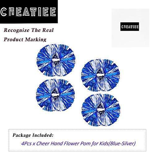 4Pcs Metallic Cheerleading Pom Poms for Kids - Green & Silver, Cheerleader Accessories for Sports Games