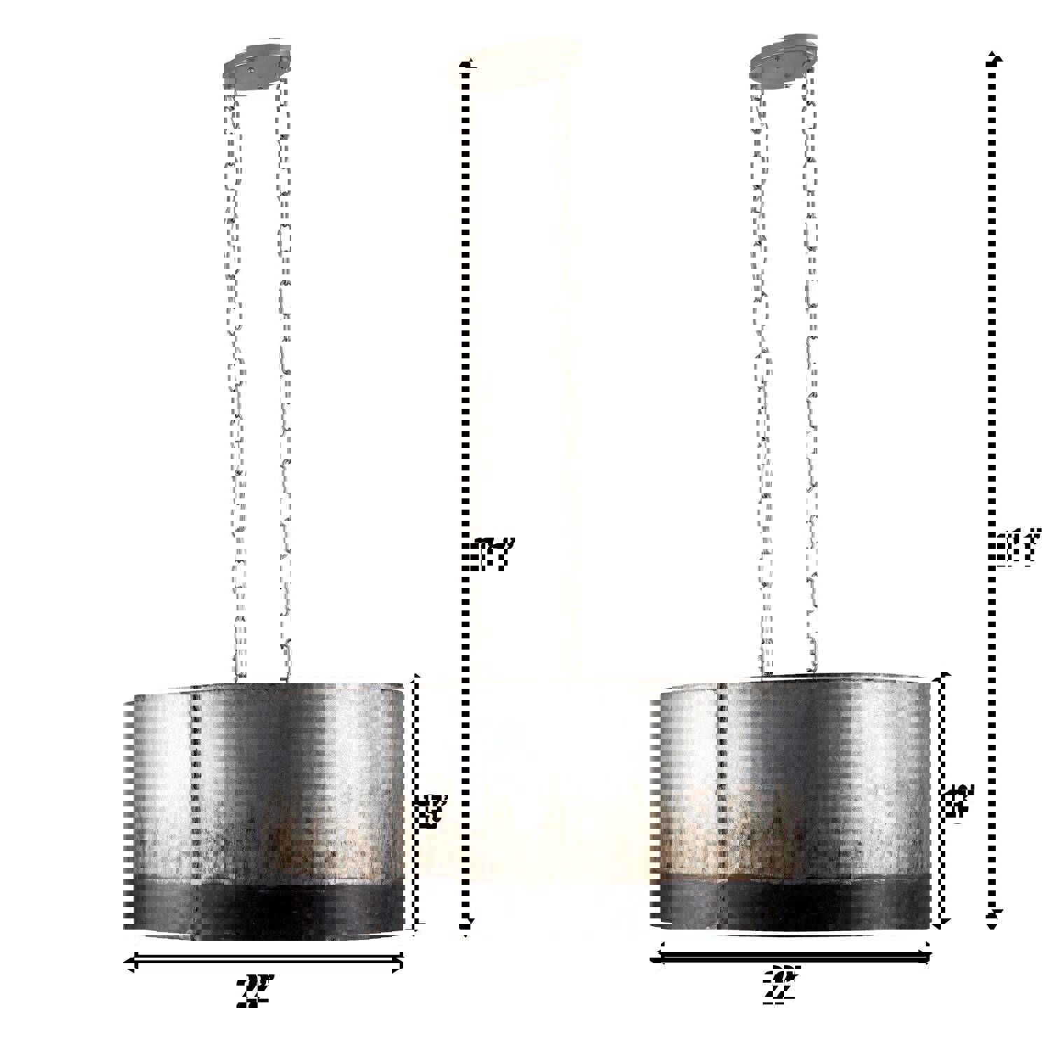 Cannery 6-Lt Oval/Linear Pendant - Ombre Galvanized