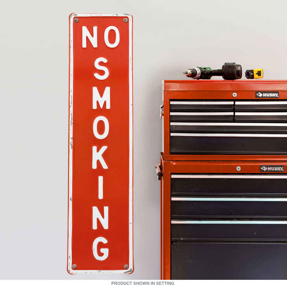 No Smoking Distressed Tall Wall Decal - Vintage Public Notice Sticker