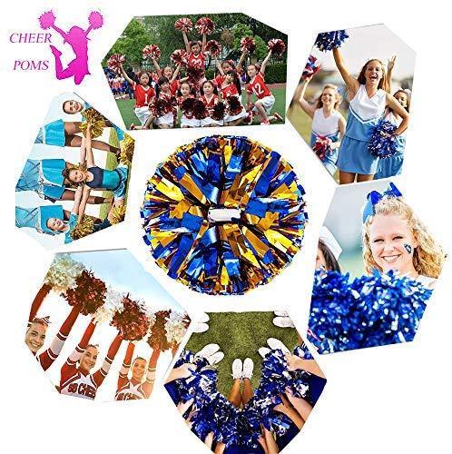 4Pcs Metallic Cheerleading Pom Poms for Kids - Green & Silver, Cheerleader Accessories for Sports Games