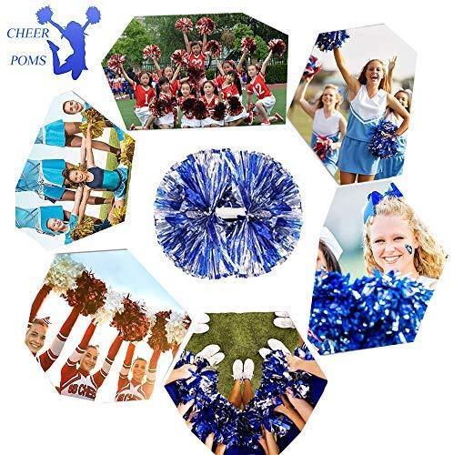 4Pcs Metallic Cheerleading Pom Poms for Kids - Green & Silver, Cheerleader Accessories for Sports Games