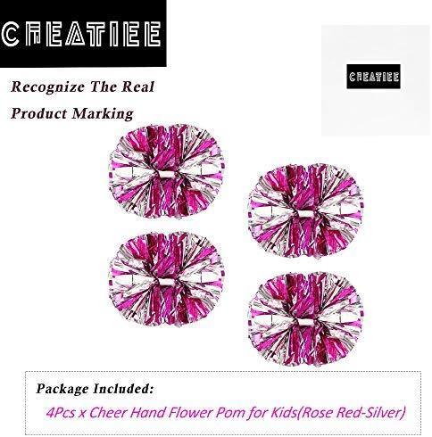4Pcs Metallic Cheerleading Pom Poms for Kids - Green & Silver, Cheerleader Accessories for Sports Games