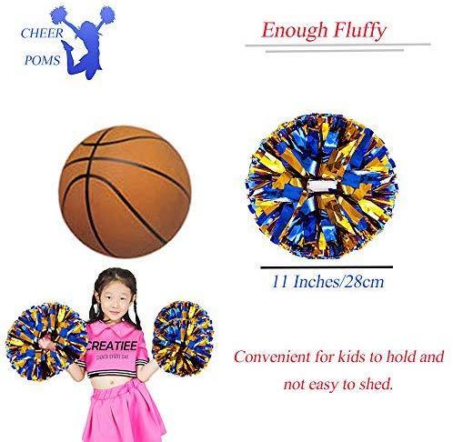 4Pcs Metallic Cheerleading Pom Poms for Kids - Green & Silver, Cheerleader Accessories for Sports Games