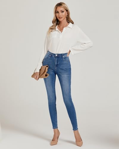 Vetinee Women's High-Waisted Slim Fit Stretchy Denim Jeans