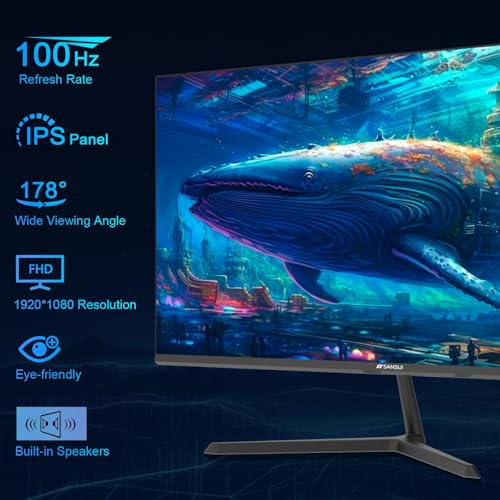 SANSUI 27 Inch Full HD IPS Monitor with 100Hz Refresh Rate and Built-in Speakers