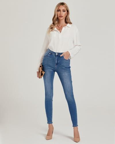 Vetinee Women's High-Waisted Slim Fit Stretchy Denim Jeans