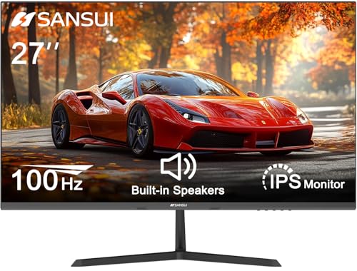 SANSUI 27 Inch Full HD IPS Monitor with 100Hz Refresh Rate and Built-in Speakers