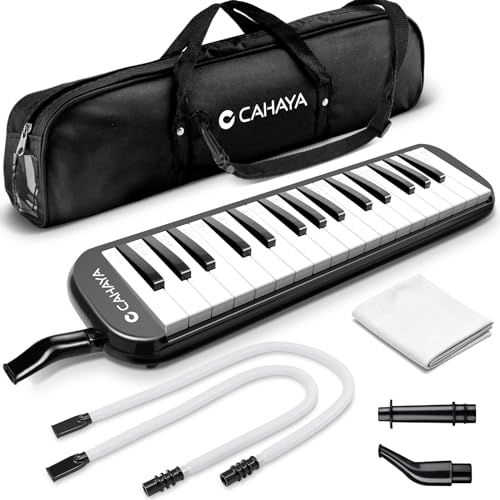 CAHAYA 32-Key Air Piano Melodica with Double Tubes and Carrying Bag