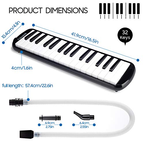 CAHAYA 32-Key Air Piano Melodica with Double Tubes and Carrying Bag