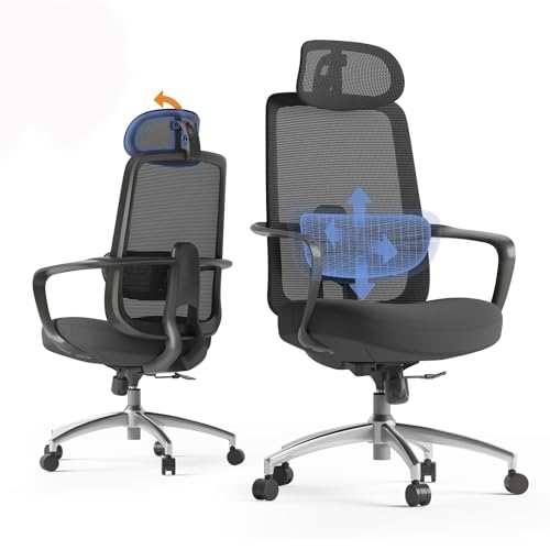 Ergonomic High-Back Office Chair with Adjustable Lumbar and Head Support