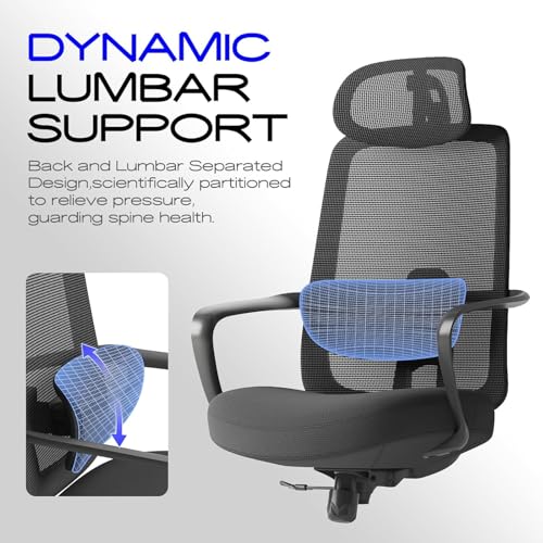 Ergonomic High-Back Office Chair with Adjustable Lumbar and Head Support