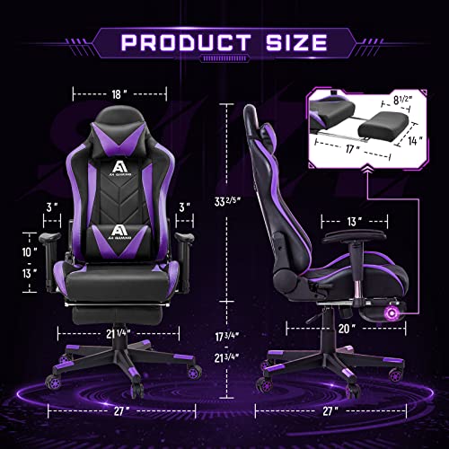 Ergonomic High-Back Gaming Chair with Footrest and Lumbar Support - BlackPurple