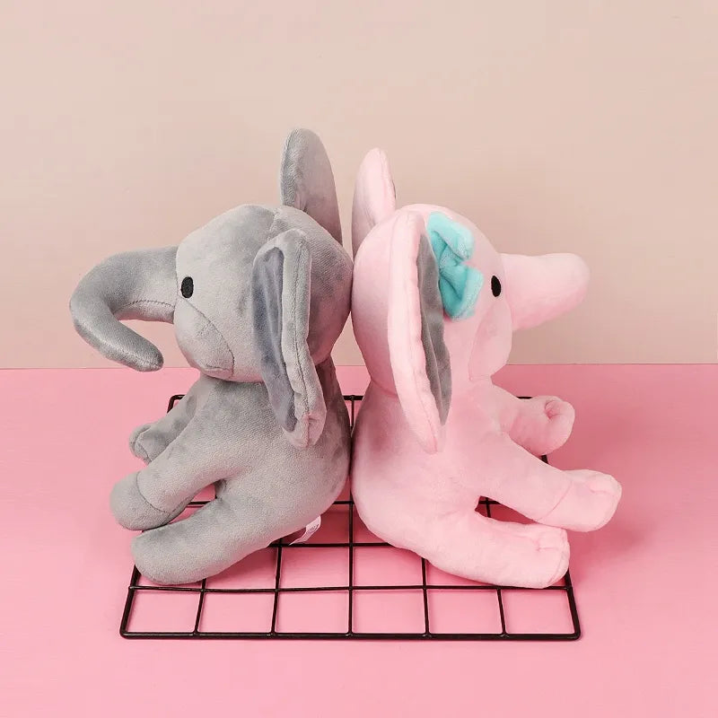 Cuddly Gray Pink Elephant Stuffed Plush Toy