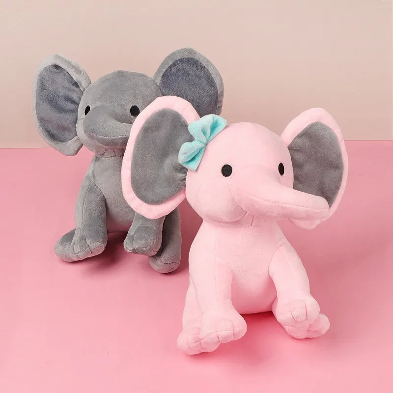 Cuddly Gray Pink Elephant Stuffed Plush Toy