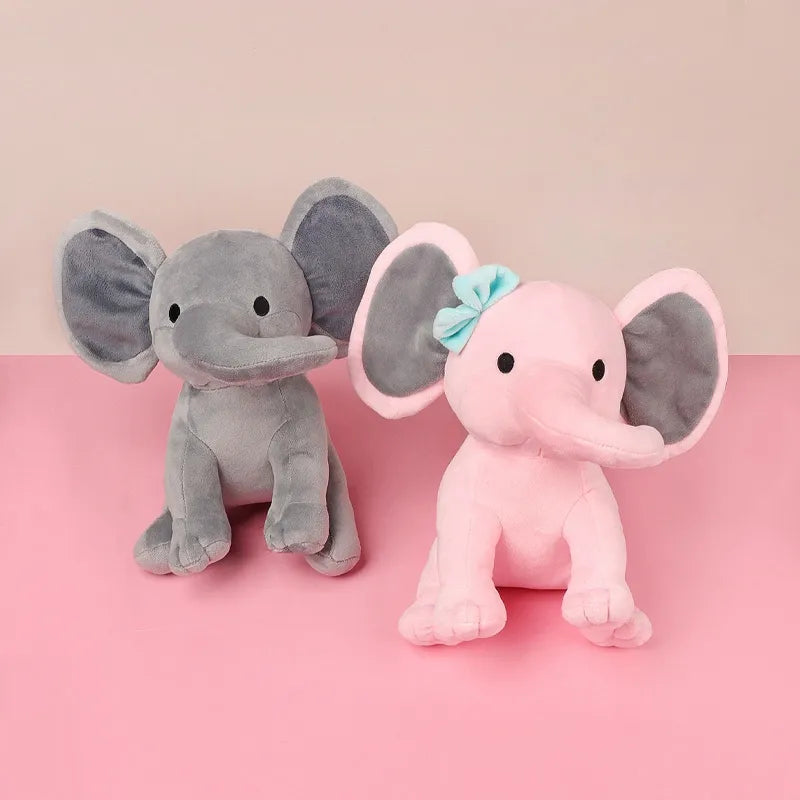 Cuddly Gray Pink Elephant Stuffed Plush Toy